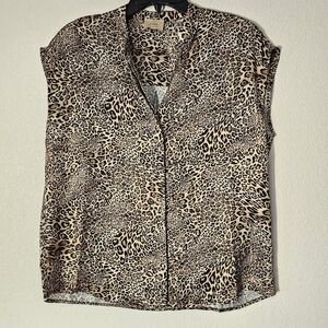 Elie Tahari Cheetah Animal Print Blouse NWT Women's Size Medium